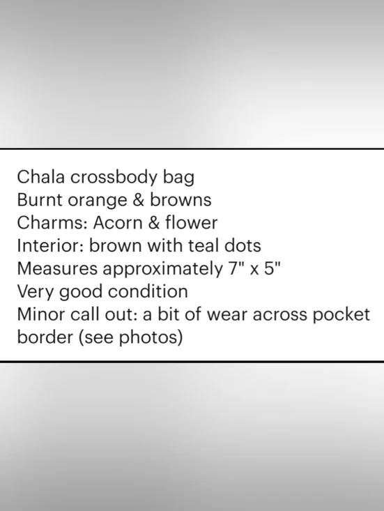 Chala Burnt Orange Hedgehog Small Crossbody Bag w/Charms - Picture 5 of 5